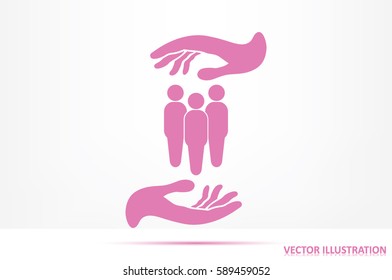 People in the hands, vector illustration icon EPS 10