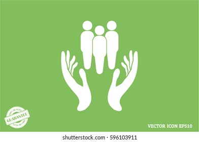 People in the hands, vector illustration icon EPS 10
