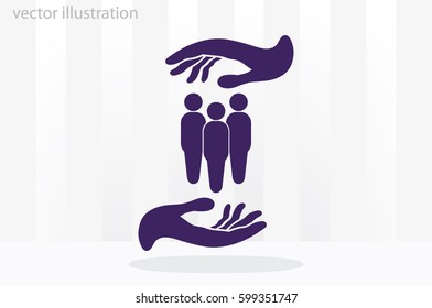 People in the hands, vector illustration icon EPS 10