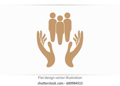 People in the hands, vector illustration icon EPS 10