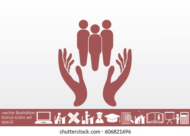 People in the hands, vector illustration icon EPS 10