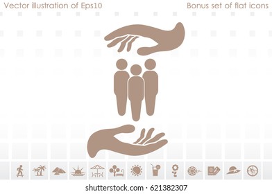 People in the hands, vector illustration icon EPS 10