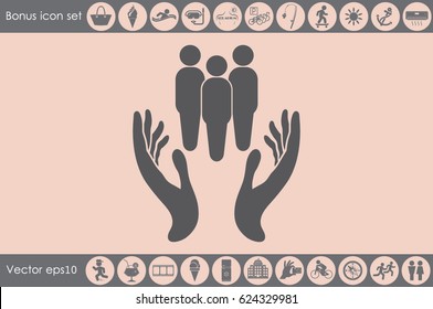 People in the hands, vector illustration icon EPS 10