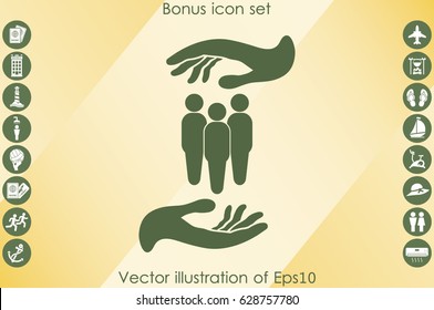 People in the hands, vector illustration icon EPS 10