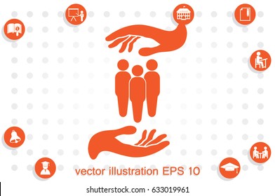People in the hands, vector illustration icon EPS 10