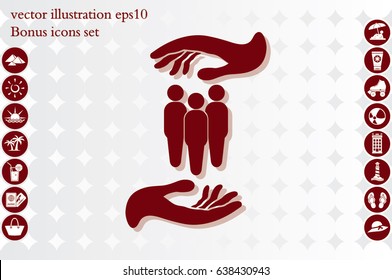People in the hands, vector illustration icon EPS 10