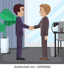 People Handshaking At The Office - Vector Illustration, Graphic Design Editable For Your Design 