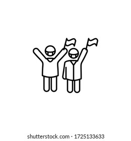 people happy after coronavirus line illustration icon on white background