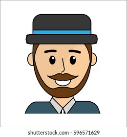 people, happy face man with hat icon