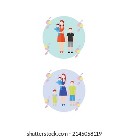 People Happy Family Cute Flat 
