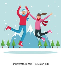 People happy on winter