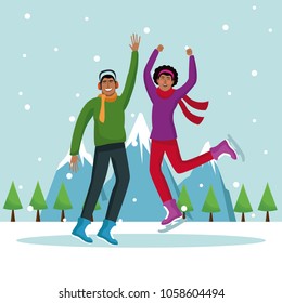 People happy on winter