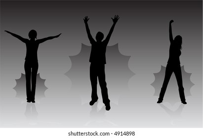 People happy silhouettes