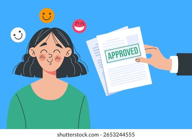 Las Personas han aprobado documentos aislados concepto. Ilustración de Diseño gráfico plano de Vector