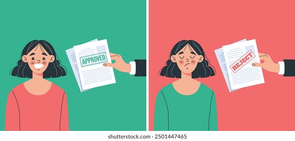 People have approved and reject documents isolated concept. Vector flat graphic design illustration	
