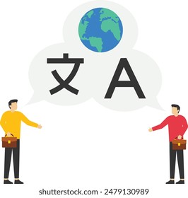 People have multi language communication. Online translator. Linguist. Flat vector illustration

