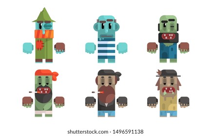 People Having Antisocial Lifestyle Set, Male Characters Having Pernicious Habits Vector Illustration