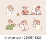 People are having a beer. Drunk People Characters with beer. Hand drawn style vector design illustrations.