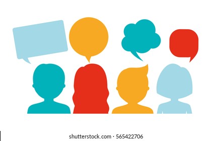 People Having Conversation Icon Image Vector Illustration Design 