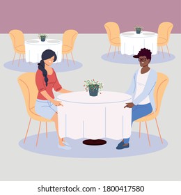 people having dinner in the restaurant, romantic dinner vector illustration design