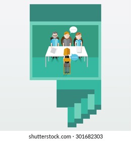 People having discussion in a room vector design