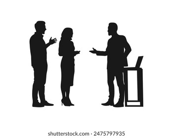 people having a discussion silhouette. business people having meeting. business people having a conversation.