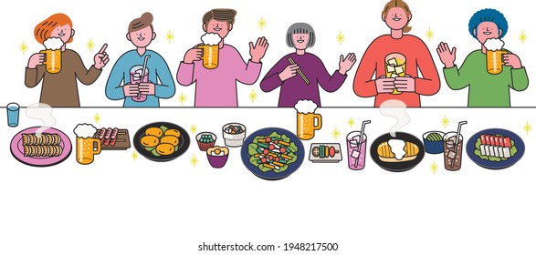 People having a drinking party