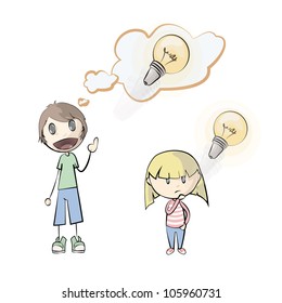 People having an idea. Vector illustration.