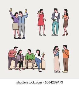 People are having a pleasant chat at the party. vector illustration flat design