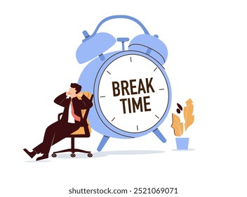 People having tea break time. People are reading, meditating, drinking tea, and relaxing. flat design style minimal vector illustration.