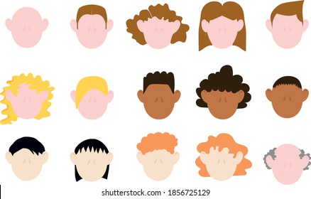 People  head hair set illustration vectorial