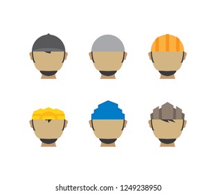 People head with headgear, hat, cap person and cartoon concept character