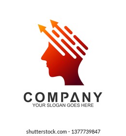 people head logo with arrows shape