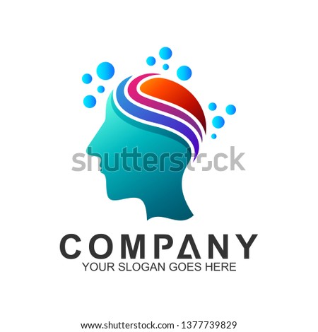 people head logo with bubble shape,brain logo,creative mind symbol,fresh idea
