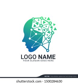 people head logo. human face illustration. mind creative logo