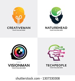 People Head Logo Set Design Template Collection