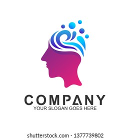 people head logo with water splash,brain logo