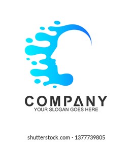 people head logo with water splash,brain logo