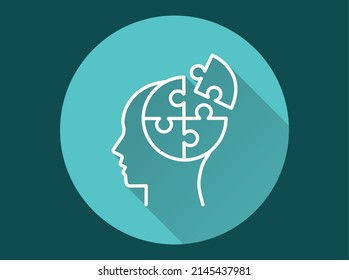 La gente se dirige con un ícono de rompecabezas. Ilustración simple con sombra larga para diseño gráfico y web.