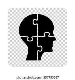 People head with puzzles elements  - black vector icon