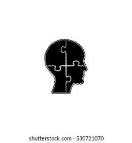 People head with puzzles elements  - black vector icon