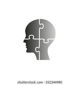 People head with puzzles elements - black vector  icon