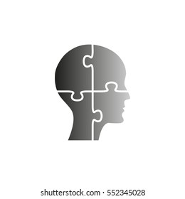 People head with puzzles elements - black vector  icon