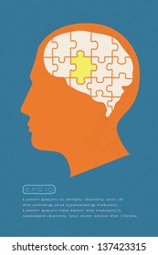 People head with puzzles elements , eps10 vector format