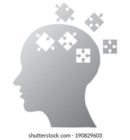 People head with puzzles elements for psychology or medical concept design 