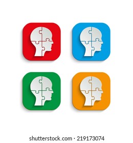 People head with puzzles elements - vector icon