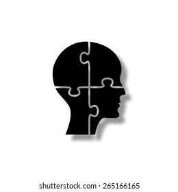 People head with puzzles elements  - vector icon with shadow