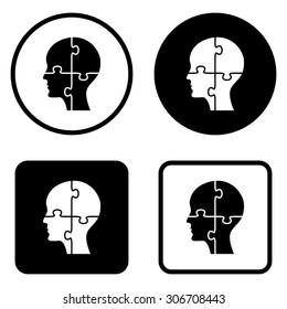 People head with puzzles elements  - vector icon