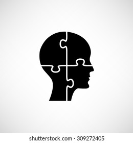 People head with puzzles elements  - vector icon