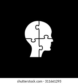 People head with puzzles elements  - vector icon